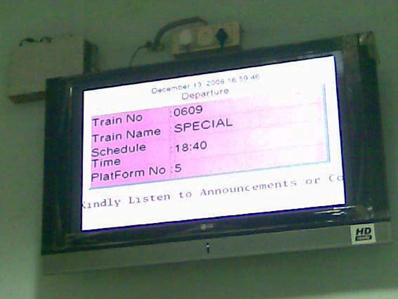 Transportation Digital Signage at Southern Railway, India