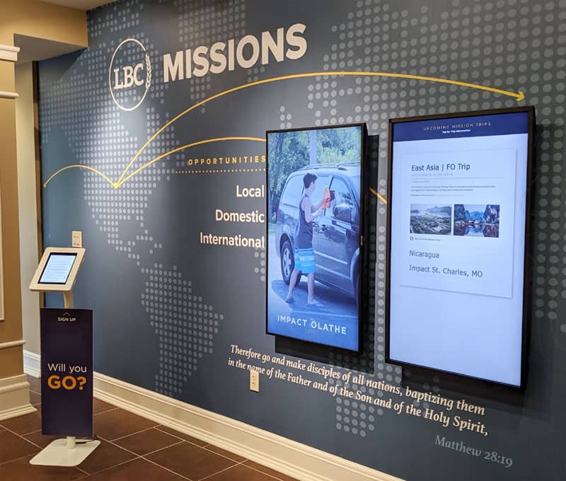 Digital signage in Places of Worship at Lenexa Baptist Church in the United States